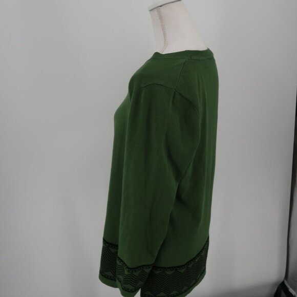 Kim Rogers Green Sweater with Dark Green Detail on Bottom Size XL - Picture 6 of 6
